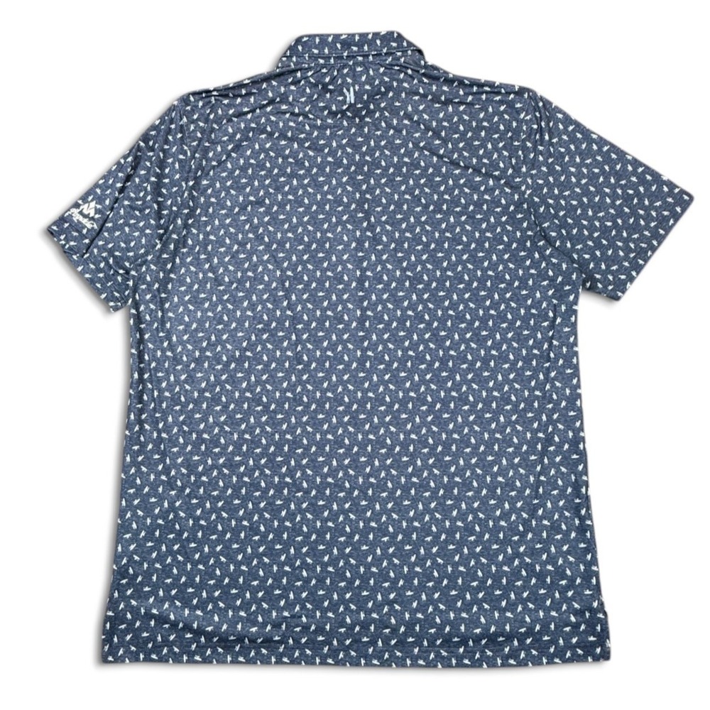 Johnnie O Performance Polo Mens XL Golf Lake Blue Allover Surfboard Print Titus - Picture 4 of 9